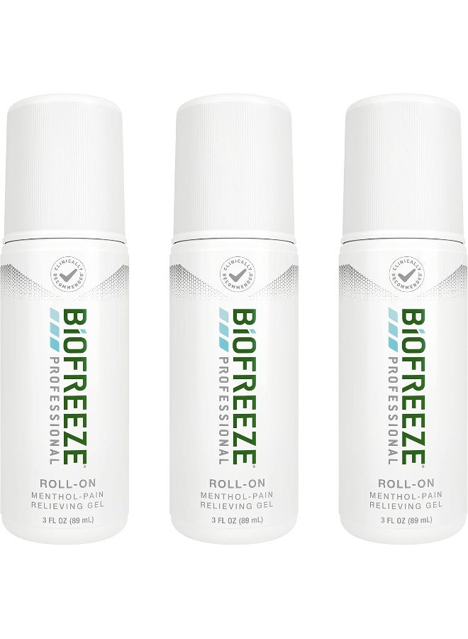 Biofreeze Pack Of 3 Professional Pain Relief Roll-On Bottle Green 89 Ml - Image 1